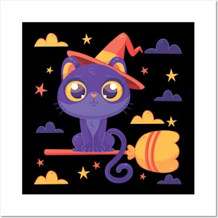 halloween cat Posters and Art